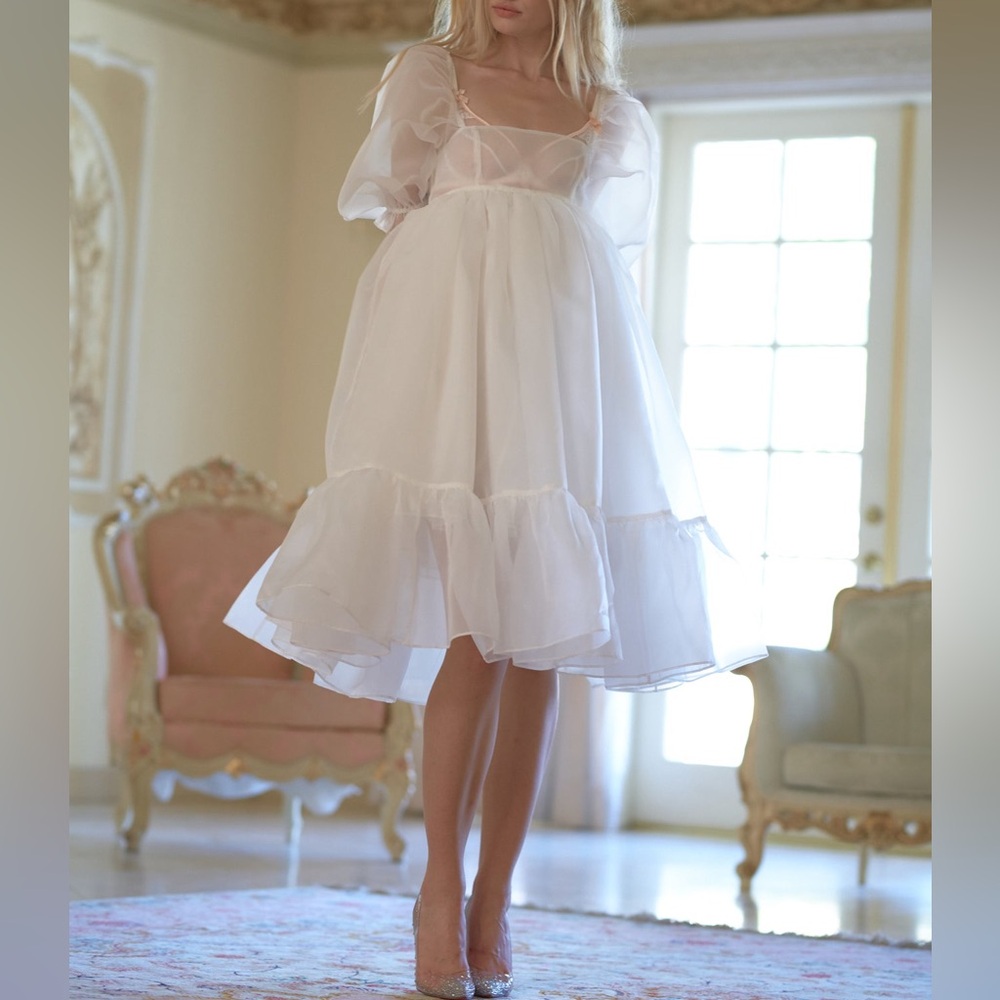 Selkie The Ivory French Puff Dress in White - Picture 3 of 10